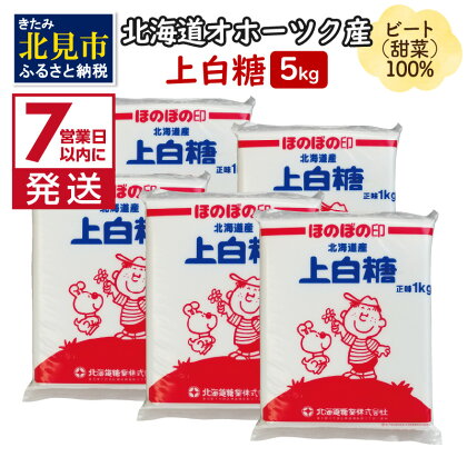 《7営業日以内に発送》北海道オホーツク産ビート100％ 上白糖 5kg ( 調味料 砂糖 上白糖 北海道産 オホーツク産 ふるさと納税 5キロ )