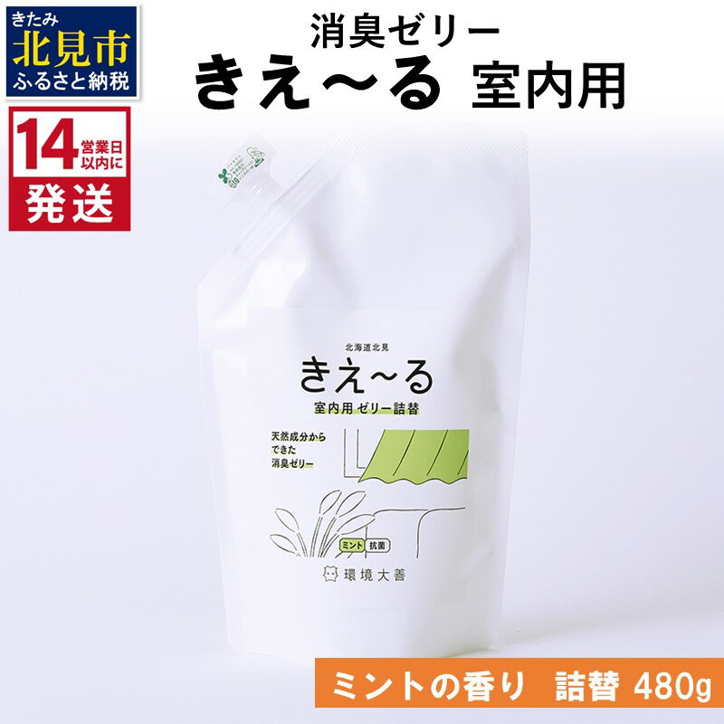 33位! 口コミ数「0件」評価「0」《14営業日以内に発送》消臭ゼリー きえ～る 室内用 ゼリータイプミントの香り 詰替 480g ( 消臭 天然 室内 )