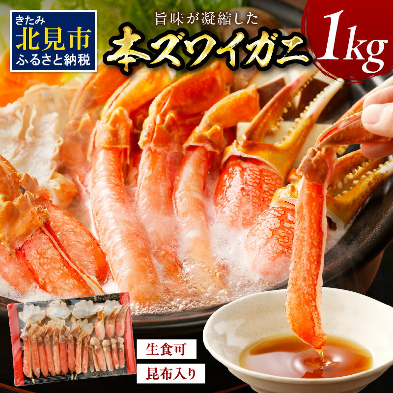 【ふるさと納税】北見市加工 生冷本ズワイガニセット 1kg 昆布入り ( 蟹 かに 魚介類 カニ鍋 ズワイガニ ふるさと納税 贈答 熨斗 )