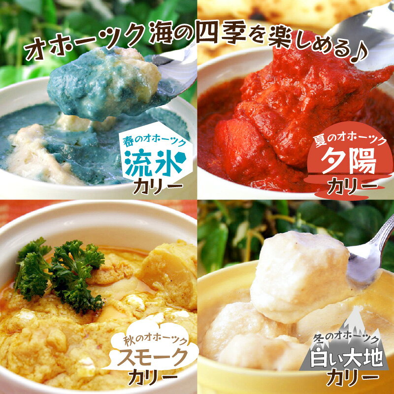 【ふるさと納税】【選べる内容量】クリシュナ 春夏秋冬オホーツクカリー4食 8食 手焼きナン付 ( 選べる 食品 加工品 惣菜 カレー ナン セット 五つ星ホテル オホーツク海 オホーツクカレー インドカレー ) f012084-kitami-10000552 北海道北見市 サンプル画像2