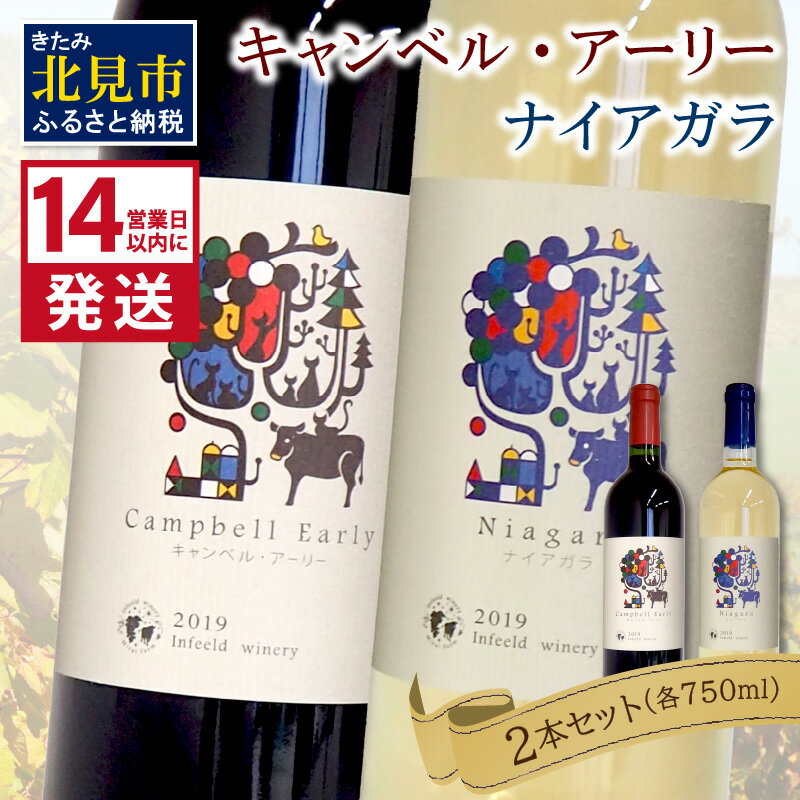 《14営業日以内に発送》キャンベル・アーリー750ml・ナイアガラ750ml 各1本 ( ワイン お酒 酒 ぶどう 赤ワイン 白ワイン セット )