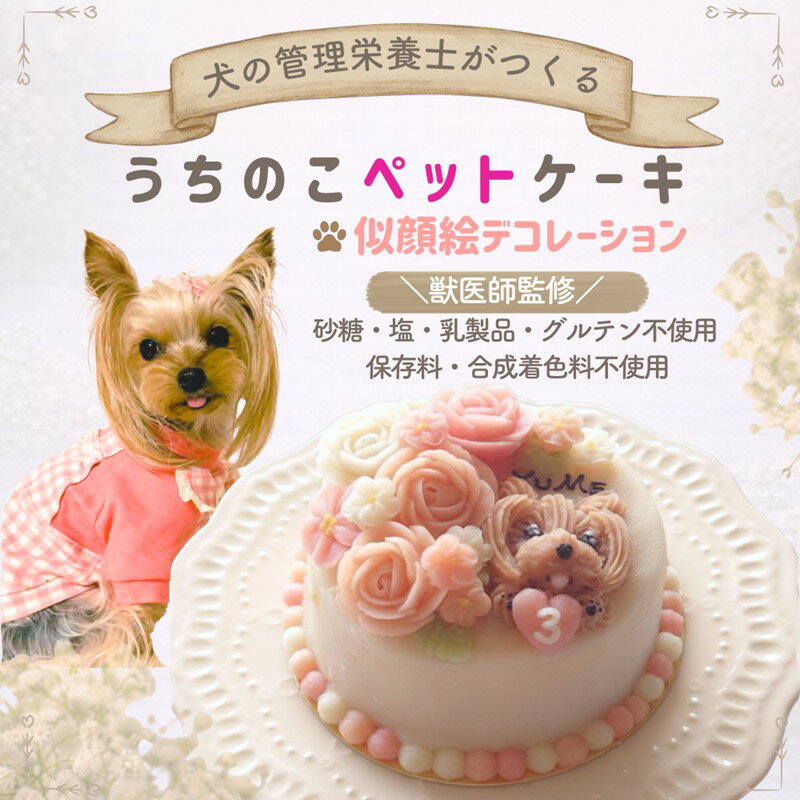 Rakuten - 【ふるさと納税】犬の栄養管理士がつくる うちの子ペットケーキ 3号 ( 似顔絵 デコレーション 犬用 ケーキ 犬用ケーキ 3号 犬 いぬ )