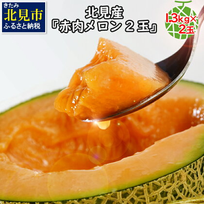 【予約：2024年7月から順次発送】北見産赤肉メロン 約1.3kg×2玉 ( 糖度 甘い 果実 果肉 フルーツ 果物 産地直送 旬 )