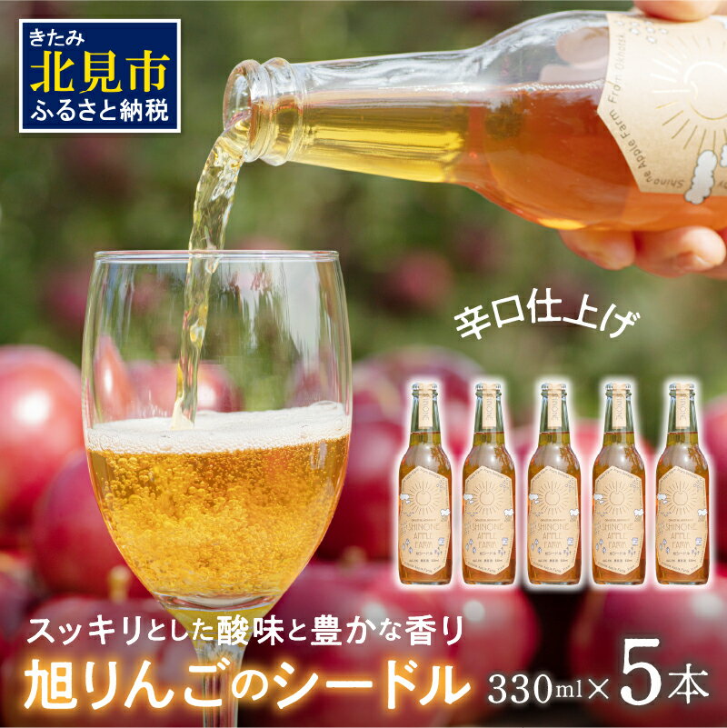 旭りんごのシードル 5本 ( 果物 フルーツ 林檎 りんご リンゴ 飲料類 酒 アルコール 醸造酒 辛口 )