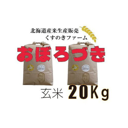 【令和5年産】北海道岩見沢産くすのきファームのおぼろづき玄米（20Kg）【34128】