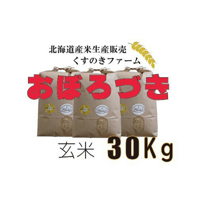 28位! 口コミ数「0件」評価「0」【令和5年産】北海道岩見沢産くすのきファームのおぼろづき玄米（30Kg）【34136】