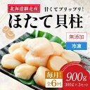 【ふるさと納税】【新物先行予約 定期便】全6回(毎月)<網走前浜産>無添加ホタテ貝柱【 900g (300g×3パック) 】(2025年8月より順次発送)【 ホ...