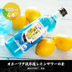 【ふるさと納税】オホーツク流氷塩レモンサワーの素 500ml×4本入り（網走市内加工・製造）【 ふるさと納税 人気 おすすめ ランキング レモンサワー 素 お酒 流氷 オホーツク 家飲み 家計応援 ご当地 プレゼント お中元 お歳暮 ギフト 北海道 網走市 送料無料 】 ABH011