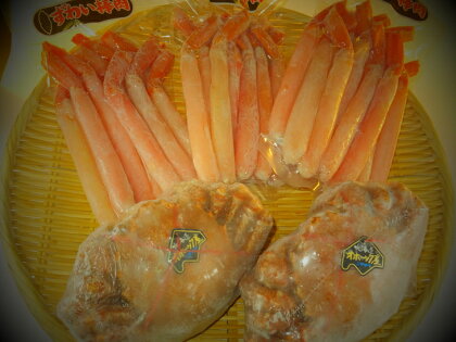 オホーツク産・北海道産 毛ガニ約500g×2尾・紅ずわいがにしゃぶしゃぶ750gセット