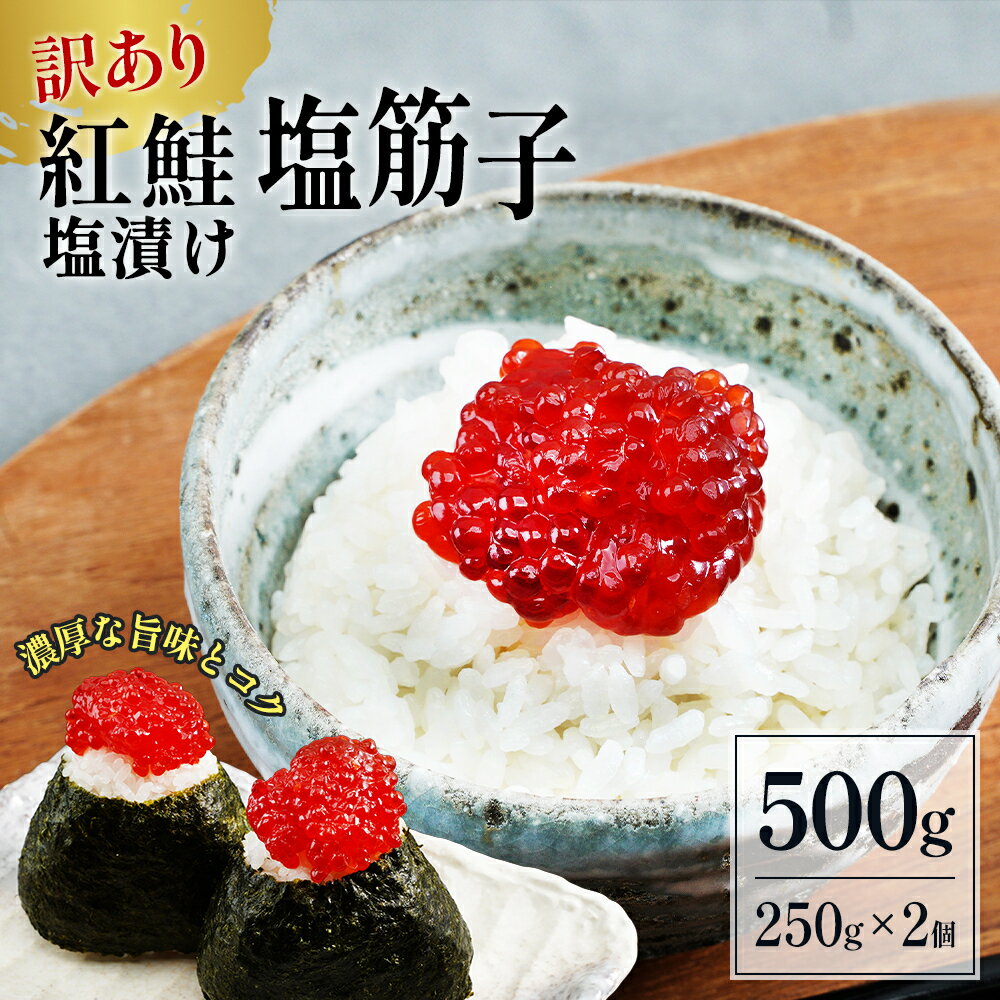 【ふるさと納税】すじこ 訳あり 北海道 紅鮭 塩 筋子 500g 250g 2個入 加藤水産 ひとくちカット 不揃い 小分け 塩筋子 塩漬け 筋子塩漬け つまみ おつまみ ごはんのお供 惣菜 おかず 珍味 海鮮…