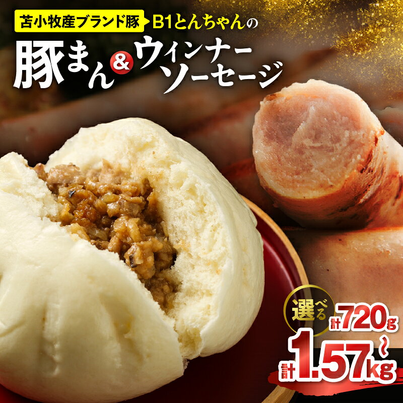 ＜選べる＞ B1とんちゃんの豚まん ウィンナーソーセージ セット 計720g ～ 計1.57kg 肉まん 豚まん ぶたまん ウインナー ソーセージ B1とんちゃん 豚肉 惣菜 プレジール 北海道 苫小牧市 おすすめ ランキング プレゼント ギフト