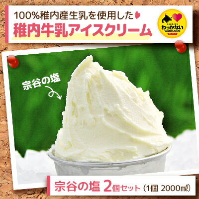 10位! 口コミ数「1件」評価「4」【業務用】稚内牛乳アイスクリーム2000ml宗谷の塩×宗谷の塩2個セット【配送不可地域：離島】【1327625】