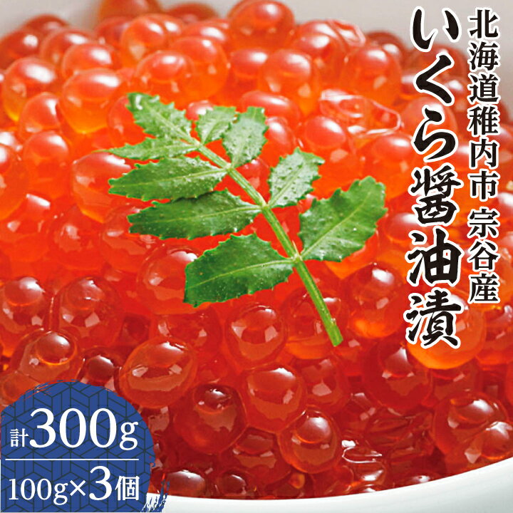 【ふるさと納税】【 北海道 稚内市 宗谷産 】 いくら 醤油漬 100g × 3個 _ イクラ いくら醤油漬け 鮭いくら 鮭イクラ 鮭 秋鮭 魚卵 魚 魚介 小分け 北海道産 国産 海鮮 人気 ランキング 送料無料 【配送不可地域：離島】【1258389】