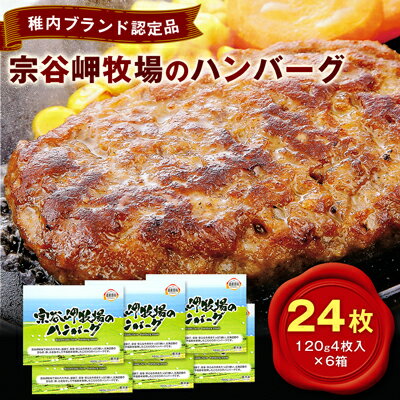 【稚内ブランド認定品】宗谷岬牧場のハンバーグ　120g4枚入×6箱(合計24枚)【配送不可地域：離島】【1900127】