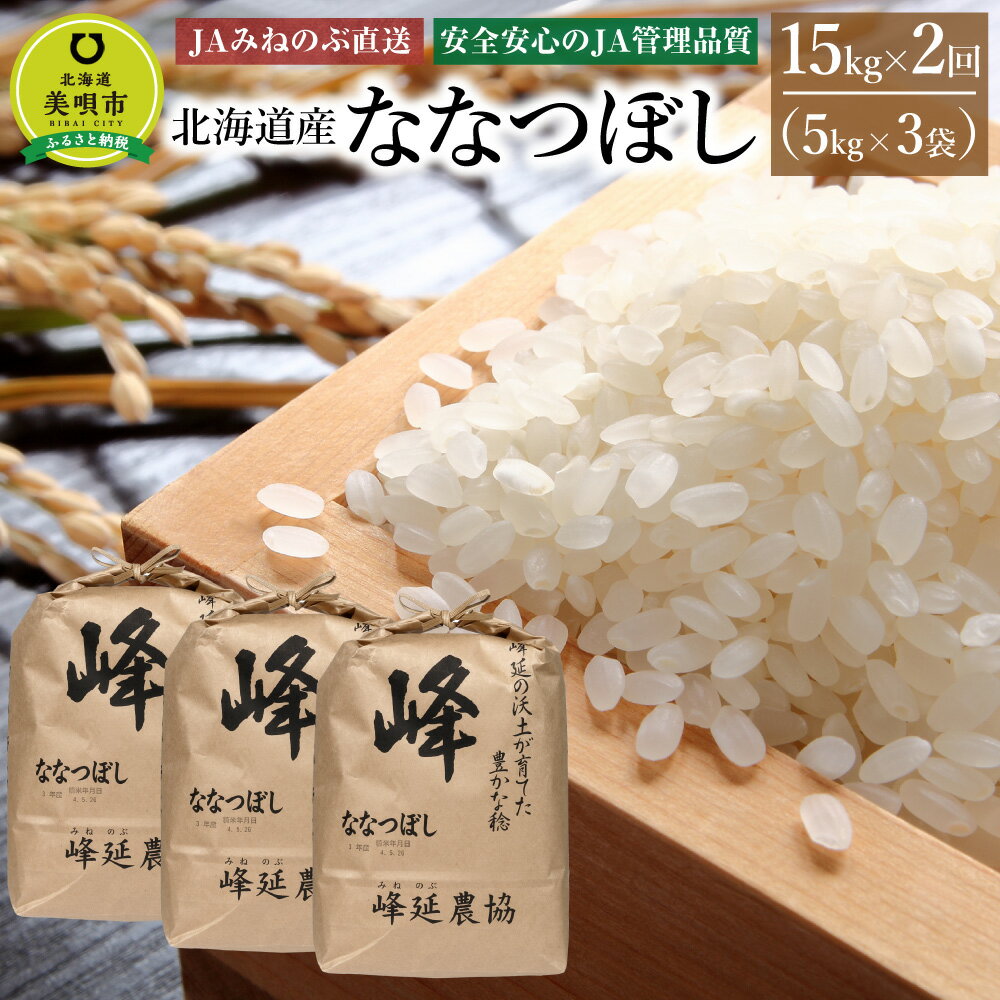 【ふるさと納税】【全2回定期便】北海道産特Aななつぼし15kg(5kg×3袋) 【令和4年産】 お米 おこめ 米 北海道米 ななつぼし 北海道産北海道ふるさと納税 美唄【配送不可地域：沖縄・離島】のサムネイル