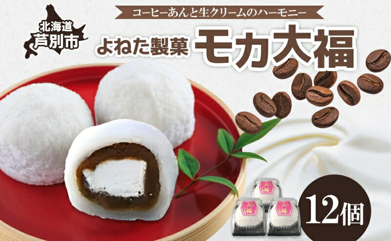 【ふるさと納税】モカ大福 12個 セット 詰め合わせ 全国菓子博栄誉大賞 受賞 北海道産 大福 餅 和菓子 スイーツ デザート お菓子 菓子 コーヒー 珈琲 生クリーム あん アイスクリーム 冷凍 よねた製菓 北海道 芦別市