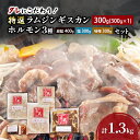 【ふるさと納税】タレにこだわり! 特撰ラムジンギスカン 300g ホルモン 3種 (炭鉱 400g 塩 300g 味噌 300g) セット 計1.3kg ラム ...