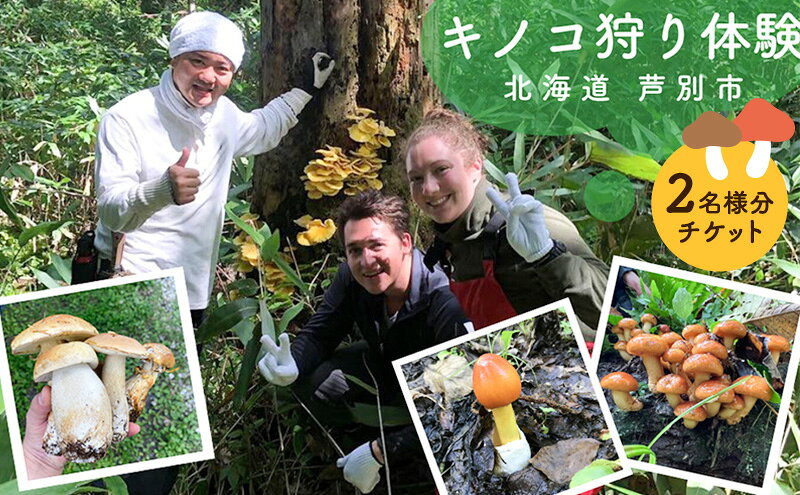 【ふるさと納税】体験 北海道 季節のキノコ狩り 体験チケット 2枚 (2名様分) ioru 体験型 旅行 子供 大人 アクティビティ アウトドア スポーツ ギフト券 チケット 券 きのこ キノコ きのこ鍋 煮物 渓流 芦別市 2