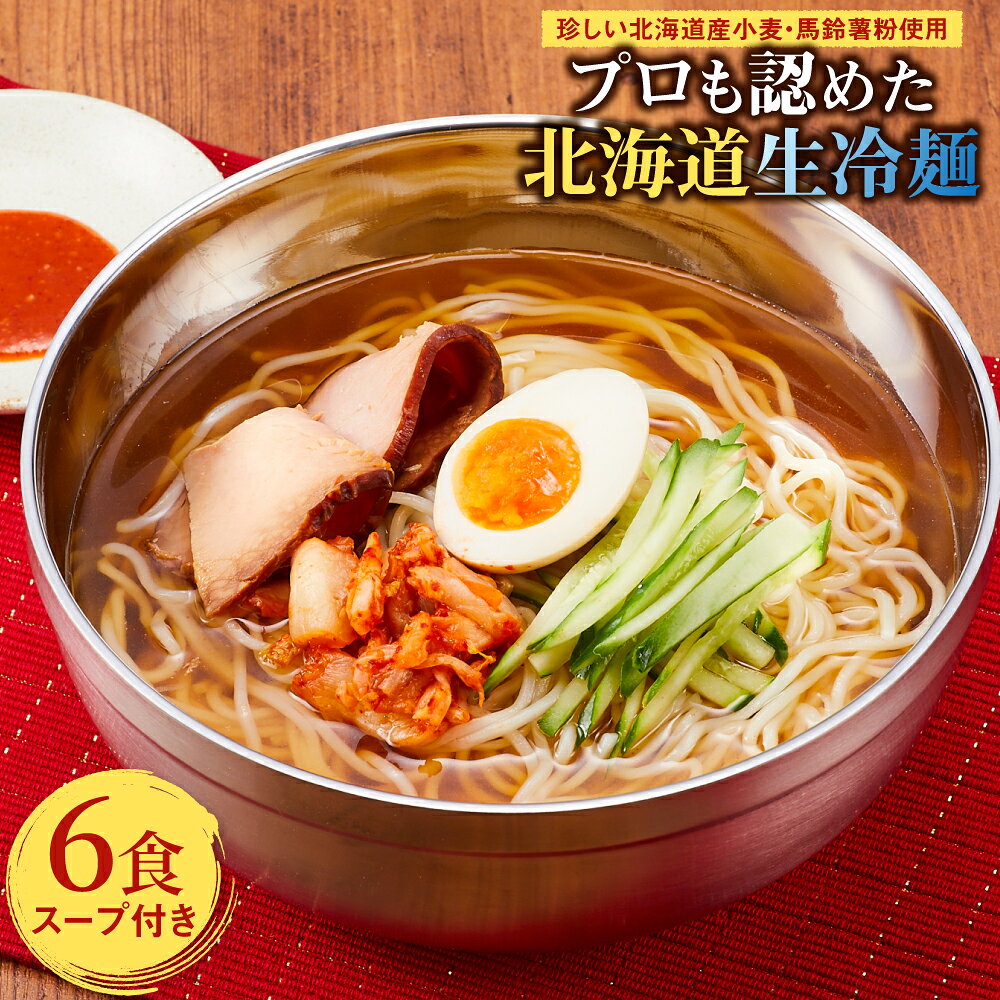 工場直送！！珍しい北海道産小麦・馬鈴薯粉使用プロも認めた北海道生冷麺6食入り スープ付き EB8-0441