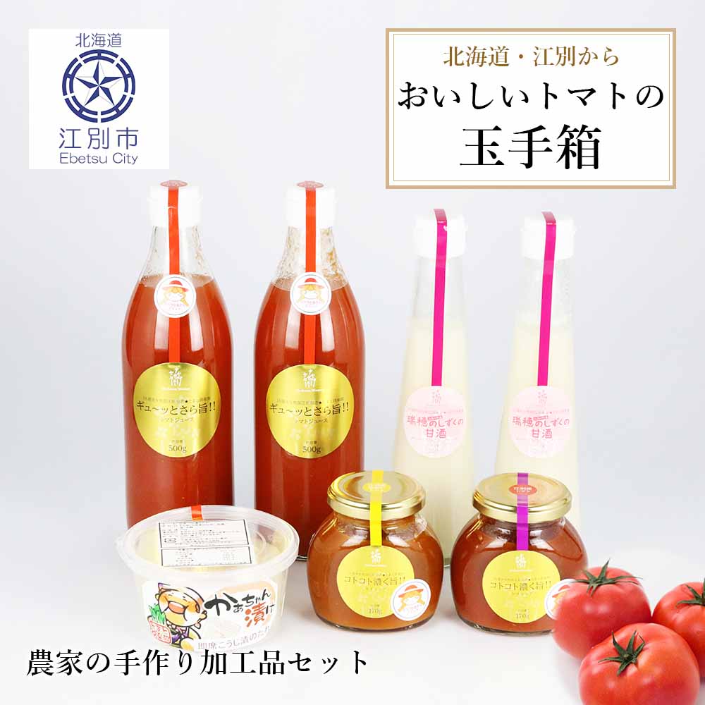 【ふるさと納税】とまと倶楽部農家の母さん農産加工品セットトマト 野菜 加工品 トマトジュース ケチャップ 甘酒 麹 たれ 北海道ふるさと納税 江別 ふるさと納税 北海道 【AN001】