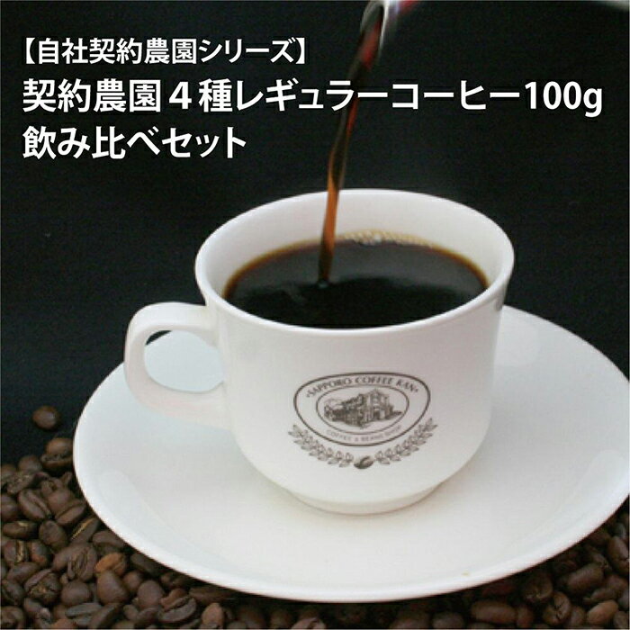 [自社契約農園シリーズ]契約農園4種レギュラーコーヒー100g飲み比べセット [粉] 珈琲 コーヒー豆 パック 北海道 江別市