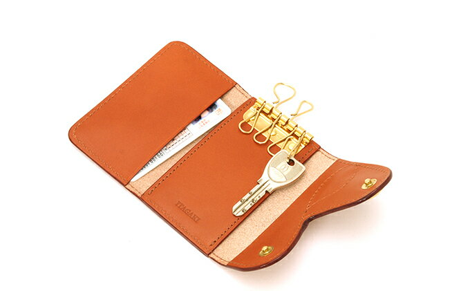 【ふるさと納税】鞍キーケース　キャメル＜名入れ有・無＞　【ファッション小物】