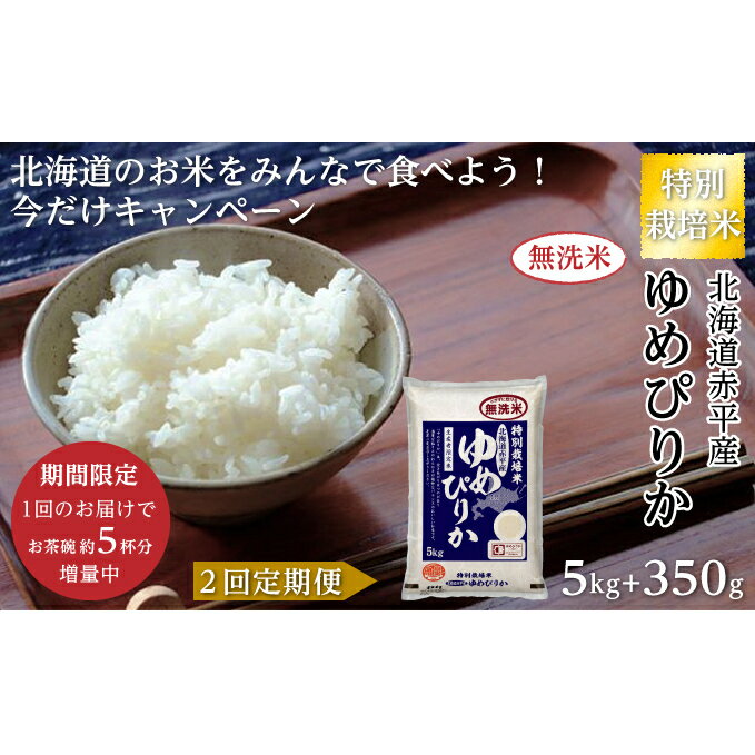 【ふるさと納税】限定企画！【2回定期便】[無洗米]ゆめぴりか5kg＋350g特別栽培米「北海道赤平産のお米をみんなで食べよう今だけキャンペーン」　【定期便・ 特別栽培米 粘り 甘み やわらかさ つややか 今だけ キャンペーン 無洗米 】　お届け：2022年10月末まで