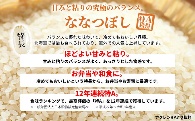 【ふるさと納税】ななつぼし 白米 精米 米 選べる 単品 定期便 5kg 10kg 15kg 20kg 単品 北海道米 赤平産 米 お米 ごはん ご飯 特A ライス おにぎり 北海道 赤平市 《定期便は入金翌月から出荷開始》　お届け：準備でき次第順次出荷 f012181-akabira-10000309 北海道赤平市 サンプル画像3