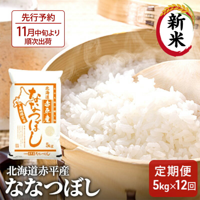 【ふるさと納税】北海道赤平産 ななつぼし 5kg 【12回お届け】 精米 米 北海道 定期便　【定期便・定期便 お米 ななつぼし 12回 ふるさと納税 米 北海道 赤平産】