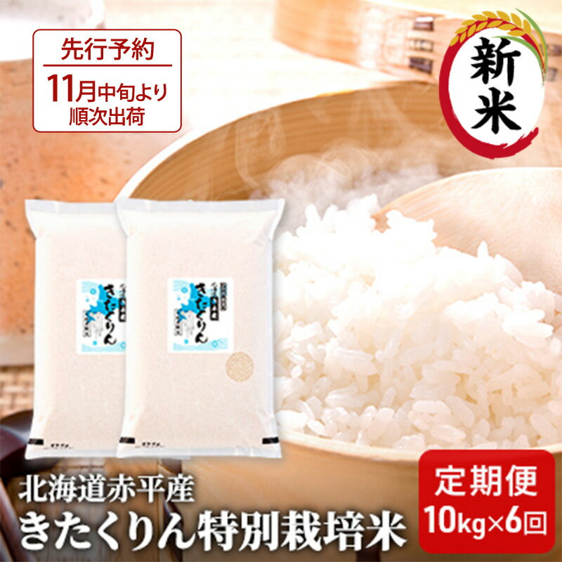 北海道赤平産 きたくりん 10kg (5kg×2袋) 特別栽培米 [6回お届け] 精米 米 北海道 定期便 [定期便・お米・定期便 赤平産]