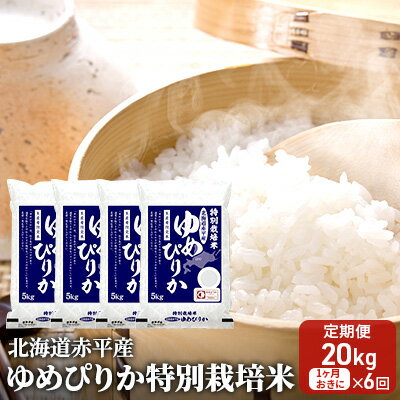 北海道赤平産 ゆめぴりか 20kg (5kg×4袋) 特別栽培米 【1ヵ月おきに6回お届け】 米 北海道 定期便　【定期便・米・お米・ゆめぴりか 赤平産】