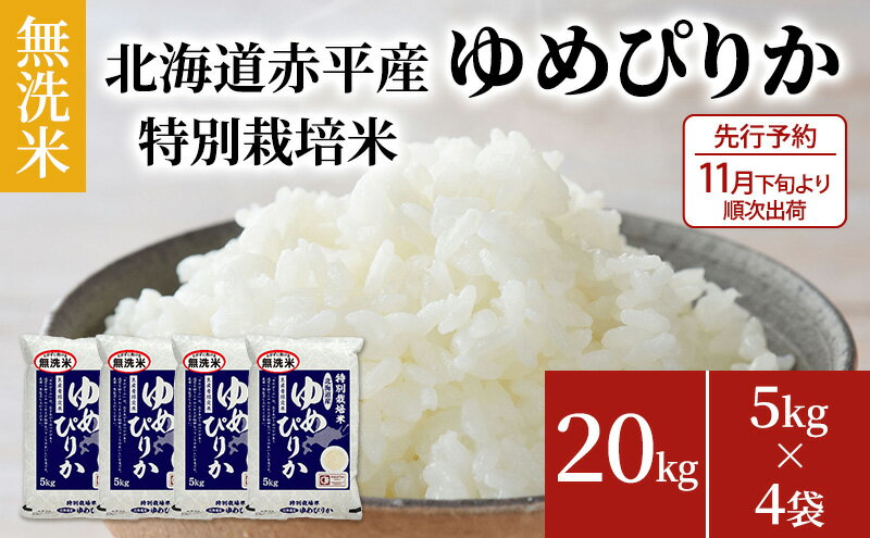 【ふるさと納税】無洗米 北海道赤平産 ゆめぴりか 20kg (5kg×4袋) 特別栽培米 米 北海道　【米 お米 ふるさと納税 ゆめぴりか 赤平産】