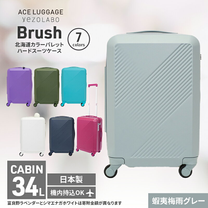 【ふるさと納税】Brush 北海道 カラーパレット ハード スーツケース 34L CABIN_No.5801177 蝦夷梅雨グレー キャリーケース 旅 キャリー かばん バッグ 国産 日本製 北海道 赤平市 お届け:【出荷不可期間】12月20日~翌年1月5日まで