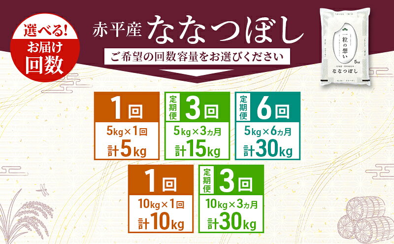 【ふるさと納税】ななつぼし 白米 精米 米 選べる 5kg 10kg 単品 定期便 北海道米 赤平産 お米 ごはん ご飯 ライス おにぎり 特A 北海道 《定期便は入金翌月から出荷開始》 赤平市 赤黒_CP　お届け：準備でき次第順次出荷