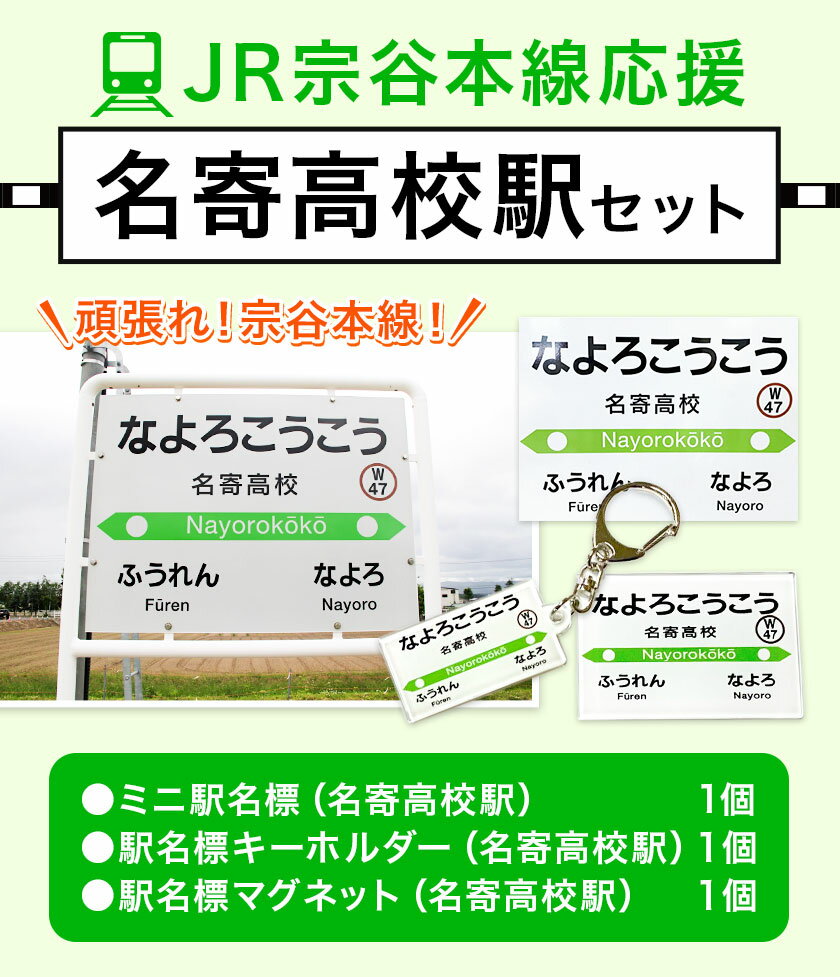 【ふるさと納税】JR宗谷本線応援・「名寄高校駅」セットセット 電車 鉄道 グッズ ご当地 ※離島への配送不可《60日以内に出荷予定(土日祝除く)》 mini 駅名標 雑貨 JR北海道 鉄道ファン 電車 でんしゃ 趣味 ミニサイズ マグネット 駅名グッズ