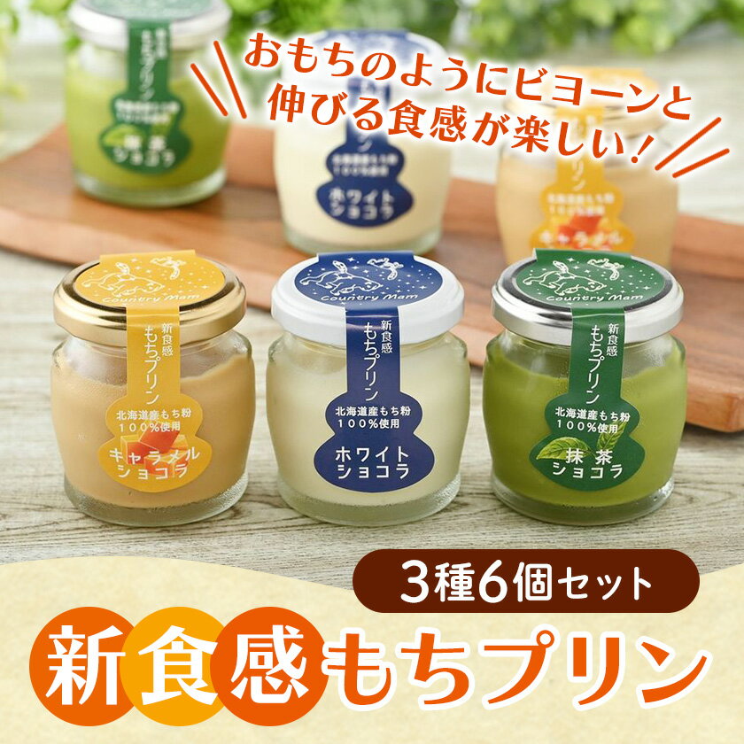 【ふるさと納税】新食感 もちプリン 3種6個セット カントリーマム《30日以内に出荷予定(土日祝除く)》北海道 名寄市 プリン スイーツ お菓子 ギフト ショコラ 抹茶 キャラメル 【配送不可地域あり】(離島)《30日以内に出荷予定(土日祝除く)》