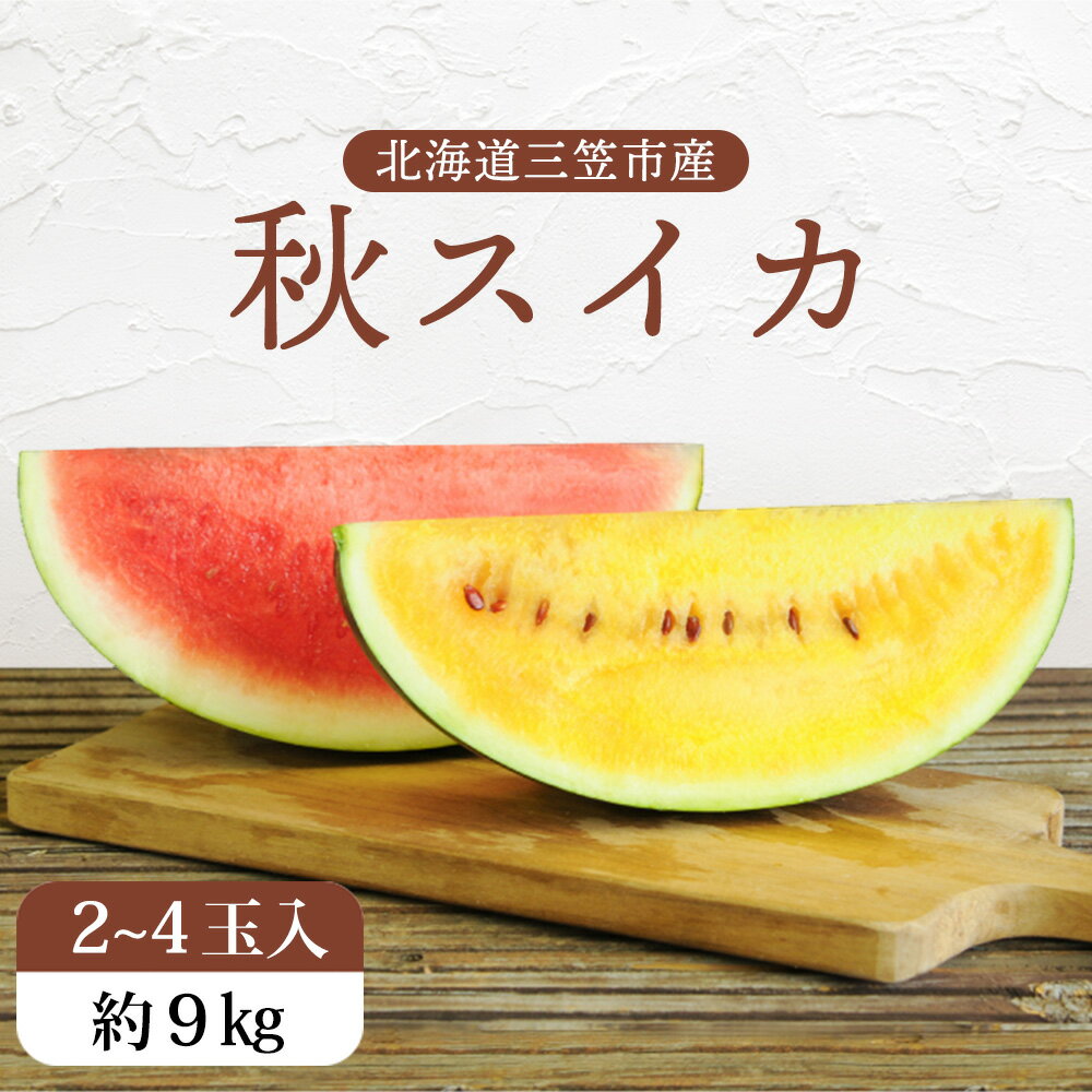 ≪2025年分≫秋に収穫される 赤色スイカ or 黄色スイカ 2〜4玉 (約9kg) スイカ すいか 9kg 秋スイカ 果物 フルーツ 国産 取り寄せ デザート グルメ 北海道 ふるさと納税 三笠市 三笠[01149]