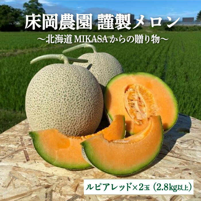 [2025年分受付中]床岡農園・謹製メロン(2玉入り2.8kg以上)〜北海道MIKASAからの贈り物〜|メロン 2玉 フルーツ 2.8kg 2.8kg以上 果物 デザート グルメ 旬 取り寄せ 贈り物 ふるさと納税 三笠市 三笠[01165]