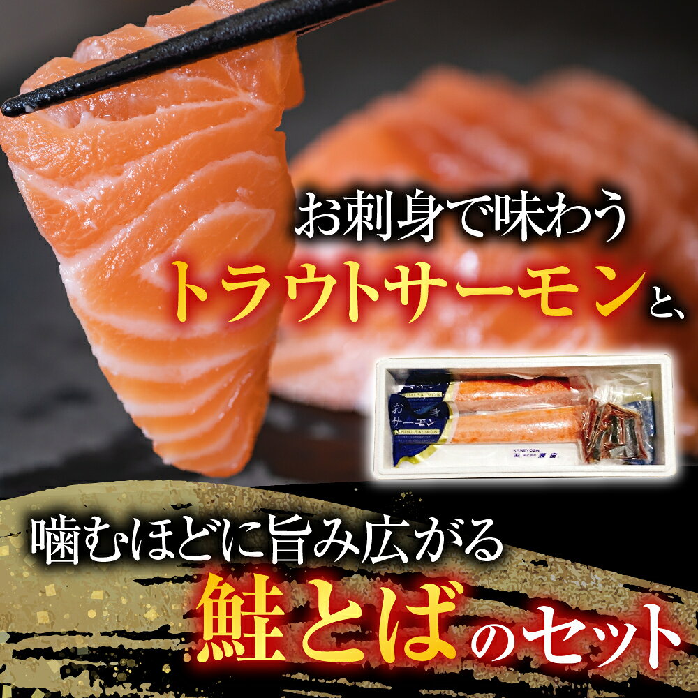 【ふるさと納税】 お刺身トラウトサーモン 2 ~ 3 本 ( 計 700g ) ＆鮭とば 100g × 1P 鮭 さけ サケ しゃけ シャケ 魚 さかな サカナ お取り寄せ グルメ 海鮮 さけとば 鮭トバ サケトバ 北海道 根室市 ふるさと納税 A-09123 f012238-nemuro-10006253 北海道根室市 サンプル画像2
