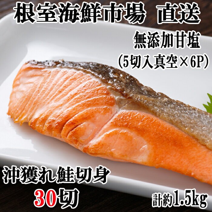 【ふるさと納税】無添加甘塩天然沖獲れ鮭5切×6P(計30切、約1.5kg) A-11009のサムネイル