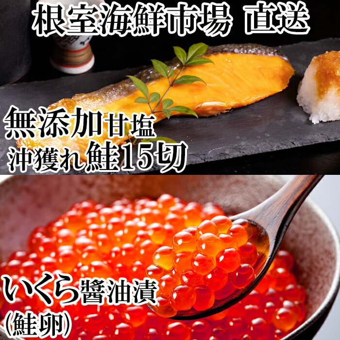【ふるさと納税】いくら醤油漬け(鮭卵)70g×1P、無添加天然甘塩沖獲れ鮭15切 A-14167