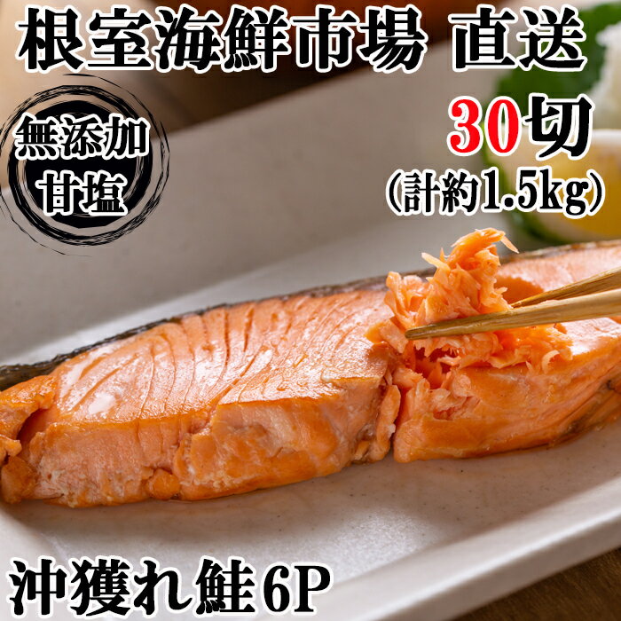 【ふるさと納税】根室海鮮市場＜直送＞無添加甘塩天然沖獲れ鮭5切×6P(計30切、約1.5kg) A-28009【12月13日決済確定分まで年内配送】のサムネイル