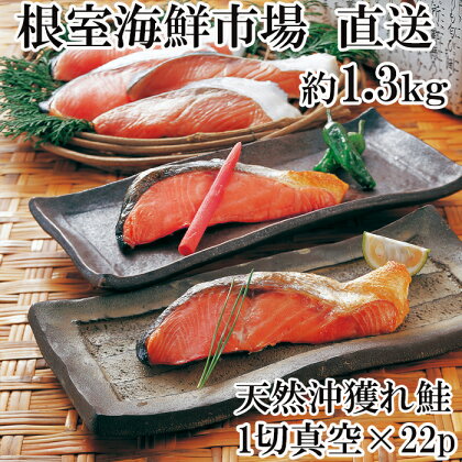 根室海鮮市場＜直送＞甘汐天然沖獲れ鮭1切×22P(約1.3kg) A-28135
