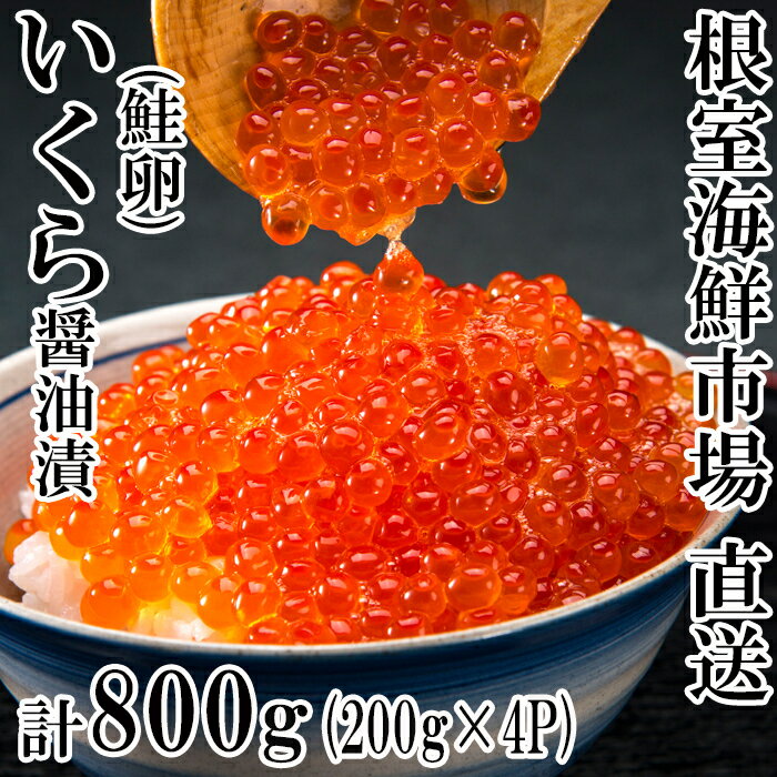 【ふるさと納税】根室海鮮市場＜直送＞いくら醤油漬200g×4P(計800g) B-28012のサムネイル