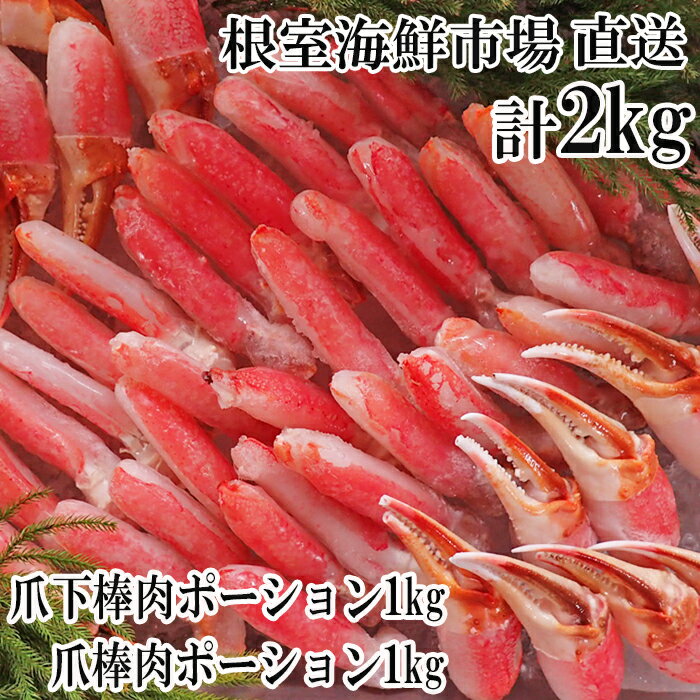 【ふるさと納税】【12月10日決済確定分まで年内配送】 根室海鮮市場 <直送> 本ズワイガニ ( 爪棒肉ポーション・爪下棒肉ポーション ) 2kg セット ずわ...