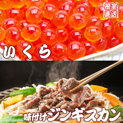 いくら醤油漬け100g×2P、味付けジンギスカン1.6kg(800g×2P)セット C-36059