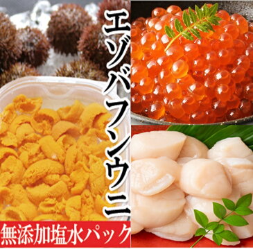 【ふるさと納税】エゾバフンウニ塩水パック150g×1P、いくら醤油漬け150g×1P、お刺身ホタテ貝柱500g×1P[2022年11月中旬以降発送] E-40004