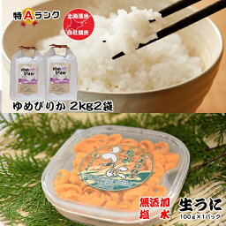 【ふるさと納税】エゾバフンウニ塩水パック100g、ゆめぴりか2kg×2袋 C-65013