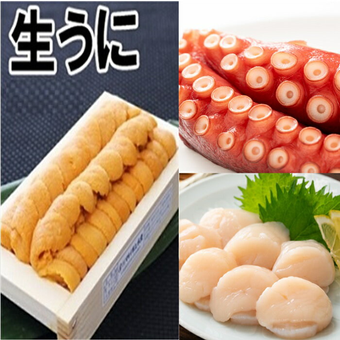 【ふるさと納税】エゾバフンウニ140g×1折、お刺身ホタテ貝柱500g×1P、たこ足1.2～1.7kg(小分けカット済) E-71020