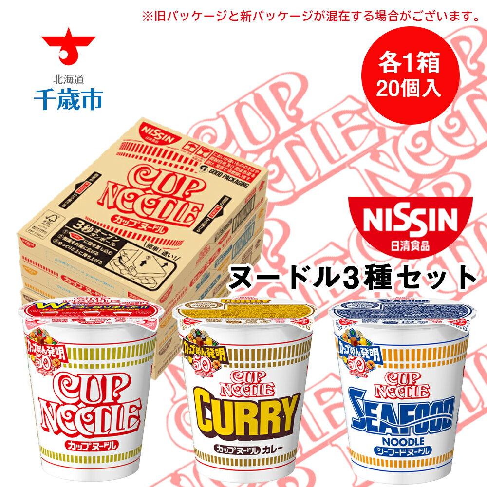 【ふるさと納税】 日清ヌードル3種セット 各1箱（20食入）合計60食 麺類 ラーメンラーメン麺 即席麺 麺類 ラーメン カップ麺 インスタント 麺類 カップラーメン 【北海道千歳市】ギフト ふるさと納税